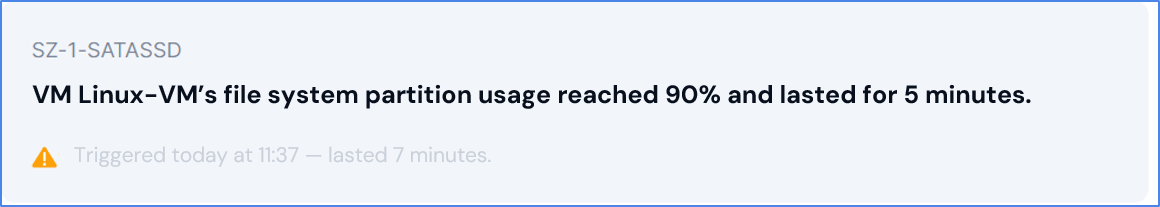 VM's file system partition usage reached 90%and lasted for 5 minutes.png